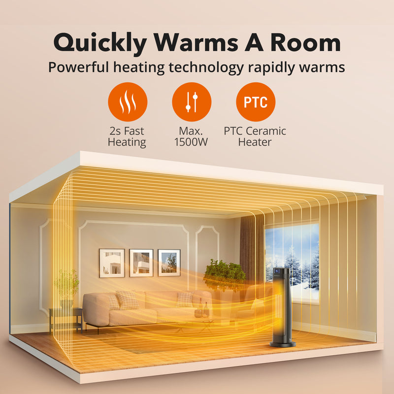 22''1500W Electric Space Heater