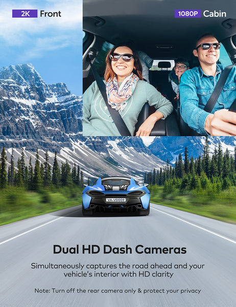 Coxpal A9D Dual Dash Cam With GPS, WiFi, Dual FHD 1080P